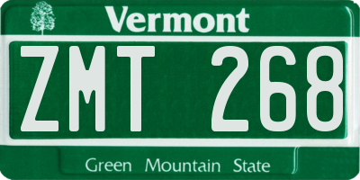 VT license plate ZMT268
