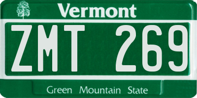 VT license plate ZMT269
