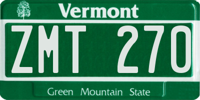 VT license plate ZMT270