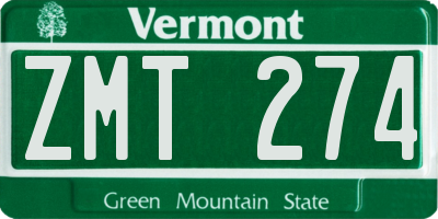 VT license plate ZMT274