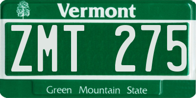 VT license plate ZMT275