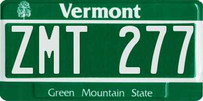 VT license plate ZMT277