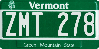 VT license plate ZMT278