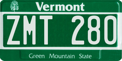 VT license plate ZMT280