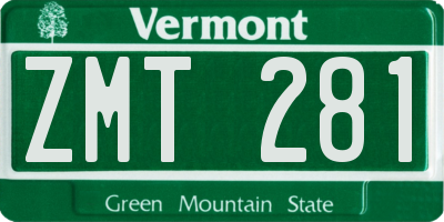 VT license plate ZMT281