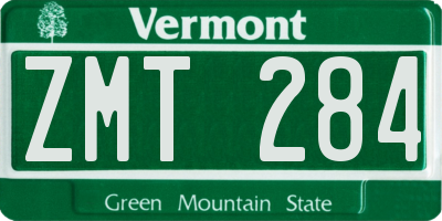 VT license plate ZMT284