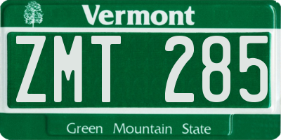 VT license plate ZMT285