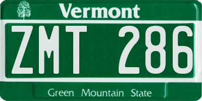 VT license plate ZMT286