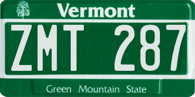 VT license plate ZMT287
