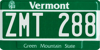 VT license plate ZMT288