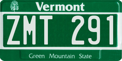 VT license plate ZMT291