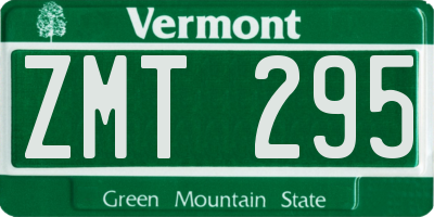 VT license plate ZMT295
