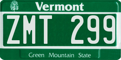 VT license plate ZMT299