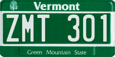 VT license plate ZMT301