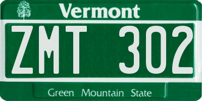 VT license plate ZMT302