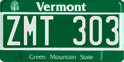 VT license plate ZMT303