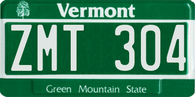 VT license plate ZMT304