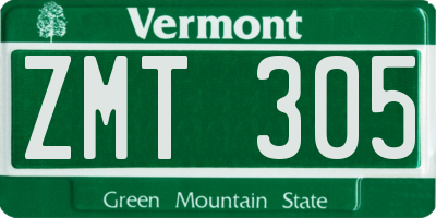 VT license plate ZMT305