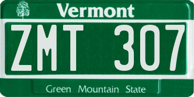 VT license plate ZMT307