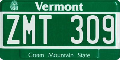VT license plate ZMT309