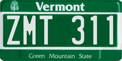 VT license plate ZMT311