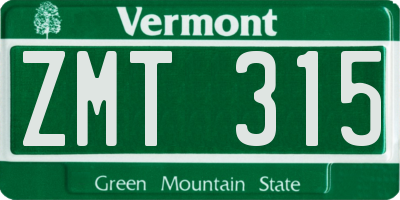VT license plate ZMT315