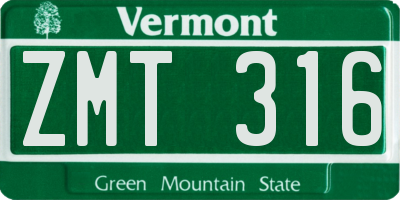VT license plate ZMT316