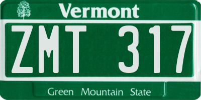 VT license plate ZMT317