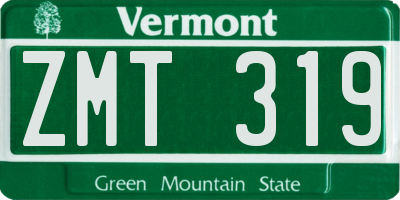 VT license plate ZMT319