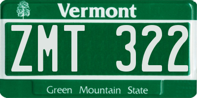 VT license plate ZMT322