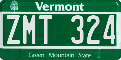 VT license plate ZMT324
