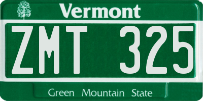 VT license plate ZMT325