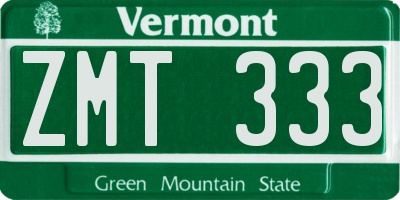 VT license plate ZMT333