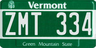 VT license plate ZMT334