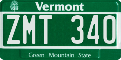 VT license plate ZMT340