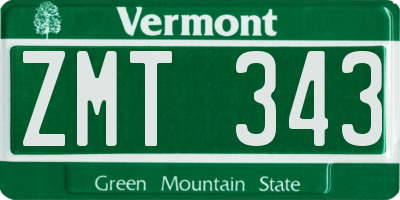 VT license plate ZMT343