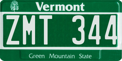 VT license plate ZMT344