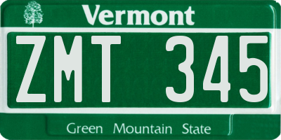 VT license plate ZMT345