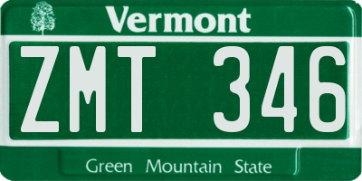 VT license plate ZMT346