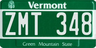 VT license plate ZMT348