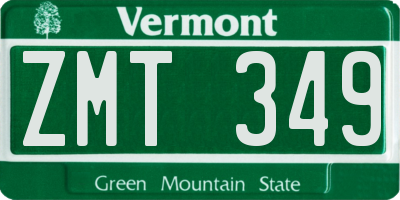 VT license plate ZMT349