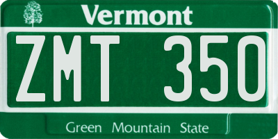 VT license plate ZMT350