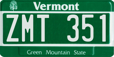 VT license plate ZMT351