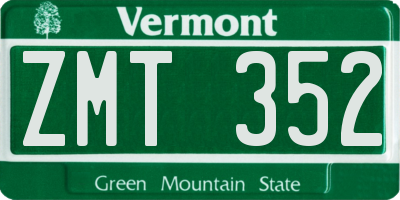 VT license plate ZMT352