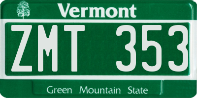 VT license plate ZMT353