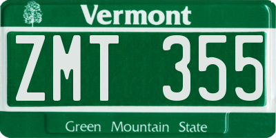 VT license plate ZMT355