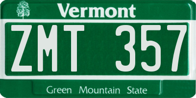 VT license plate ZMT357