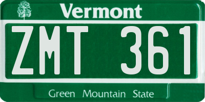 VT license plate ZMT361
