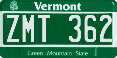 VT license plate ZMT362
