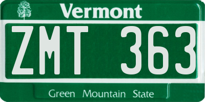 VT license plate ZMT363